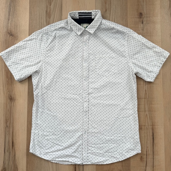 Alexander Julian White Short Sleeve Button Up Shirt Black Polka Dots L - Picture 2 of 15